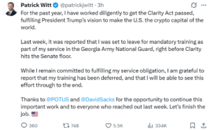 White House Crypto Chief Defers Training