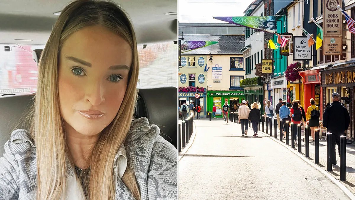 International Manhunt Intensifies for Suspect in Murder of American Woman in Ireland 4 Split image of Jamey Carney and the town center of Killarney, Ireland.