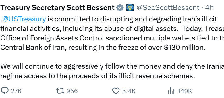 US Treasury Confirms $131 Million Tether Freeze Linked to Iran Amid Escalating Geopolitical Conflict 1 pasted image 2035