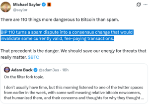 Saylor and Back Oppose BIP-110