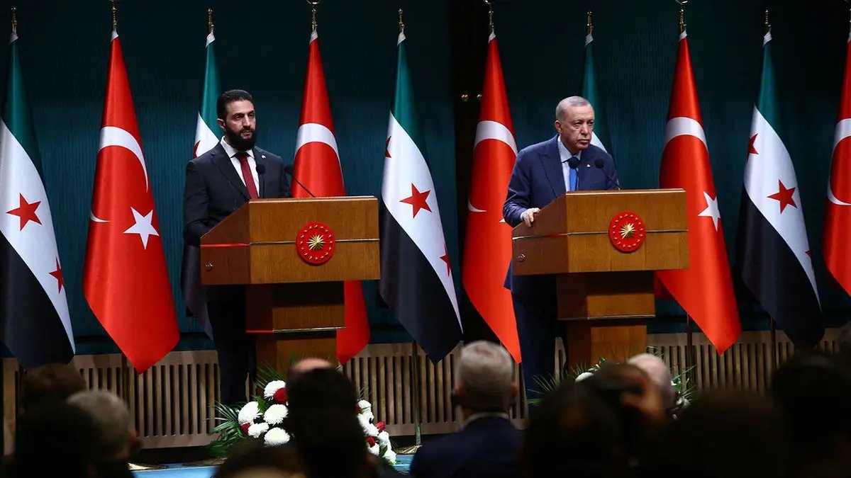 Syrian Airbase Strike Triggers Diplomatic Standoff Between Israel and Turkey 3 Syria's president Ahmed al-Sharaa and Turkey's President Tayyip Erdogan