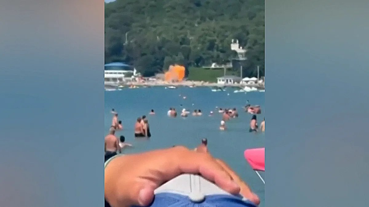 Fireball explosion on beach shoreline
