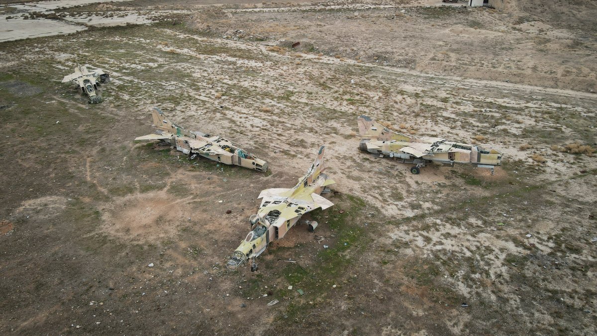 Syrian Airbase Strike Triggers Diplomatic Standoff Between Israel and Turkey 4 Decommissioned Syrian air force planes are seen at the Abu Duhur military airbase