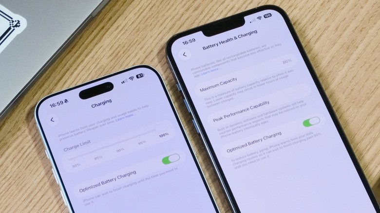 Battery Health menu on the iPhone