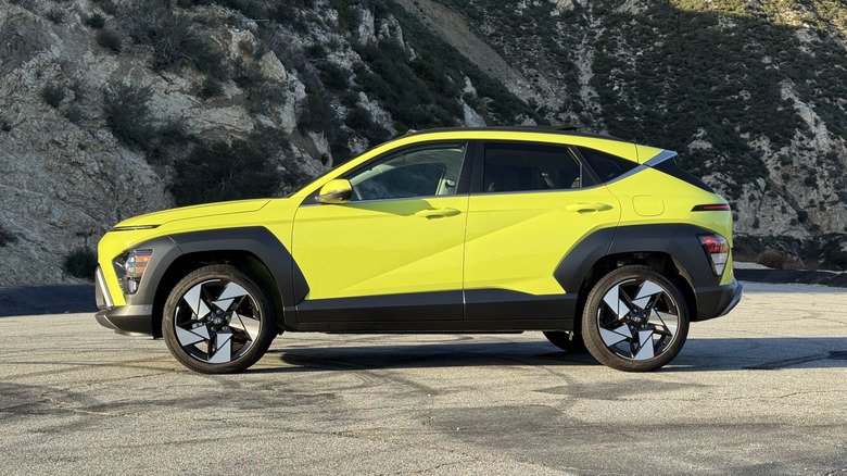 Yellow Hyundai Kona side view