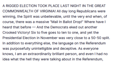 ترامب يهاجم استفتاء فيرجينيا