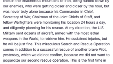 عودة ترامب ليتحدث عن إنقاذ الطيار الأمريكي وتداعياتها السياسية 2 ترامب وإنقاذ الطيار في إيران
