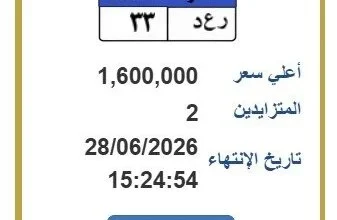مزاد لوحة ر ع د 33