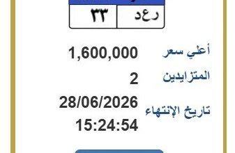 مزاد لوحة ر ع د 33