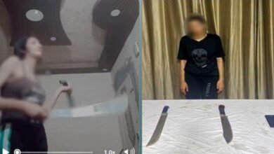 ضبط فتاة الأسلحة البيضاء
