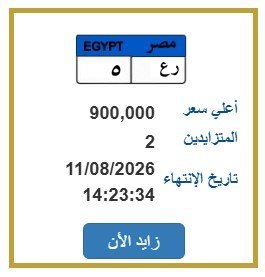 مزاد حكومي مصري يسجل 900 ألف جنيه للوحة سيارة تحمل حرفين ورقمًا واحدًا 1 مزاد اللوحات المعدنية بمصر