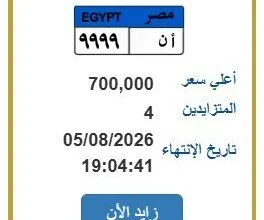 صراع مالي في مصر على اللوحة المعدنية «أ ن 9999» 22 مزاد لوحات السيارات بمصر