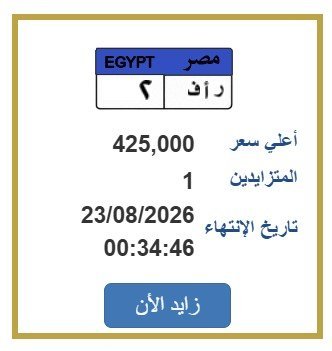 مزادات اللوحات المميزة بمصر: «ر أ ف 2» تسجل 425 ألف جنيه لصالح صندوق تحيا مصر 1 لوحة سيارة مميزة