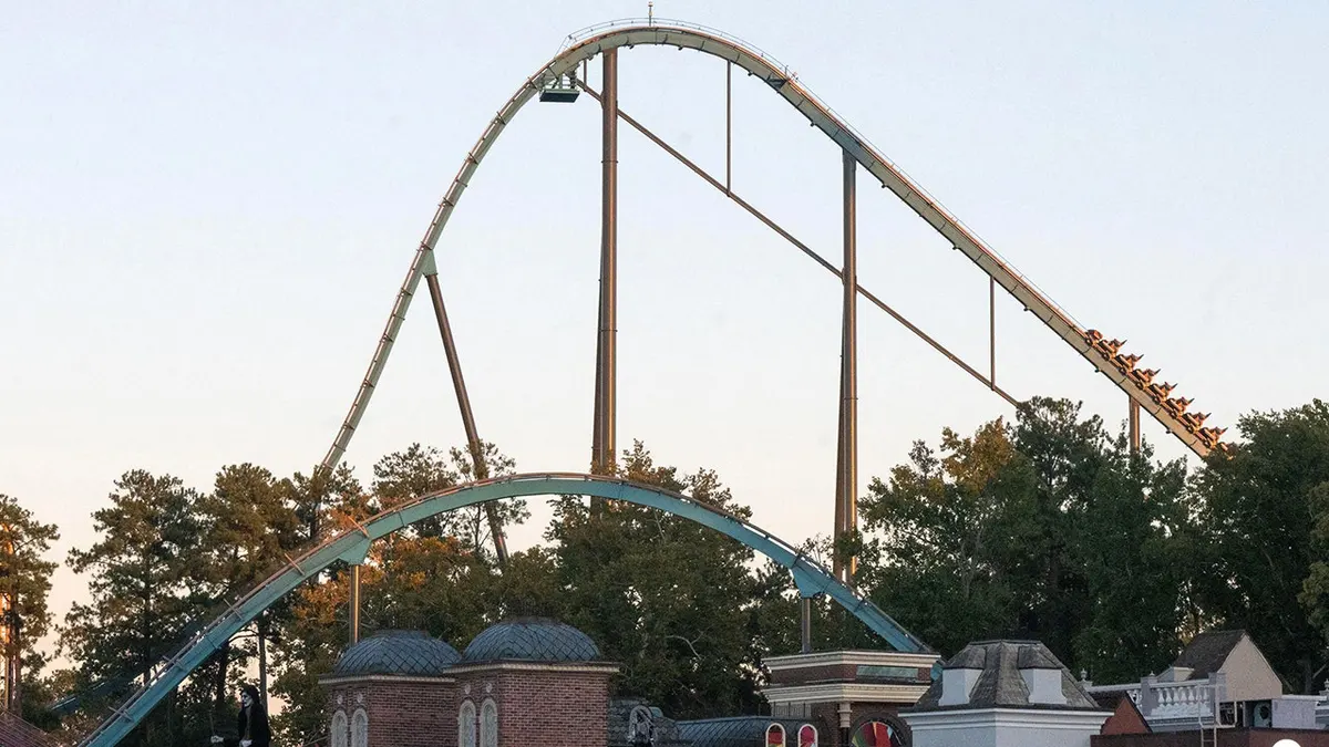 View of Goliath roller coaster at Six Flags Over Georgia