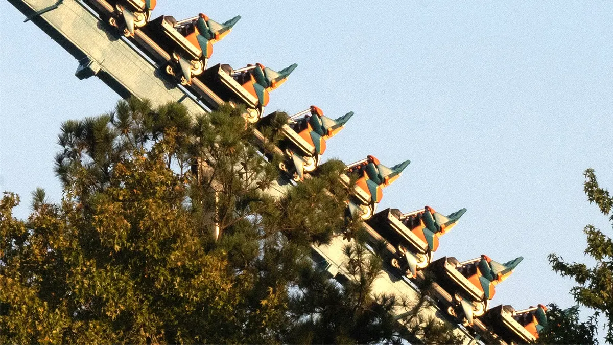 View of Goliath roller coaster at Six Flags Over Georgia