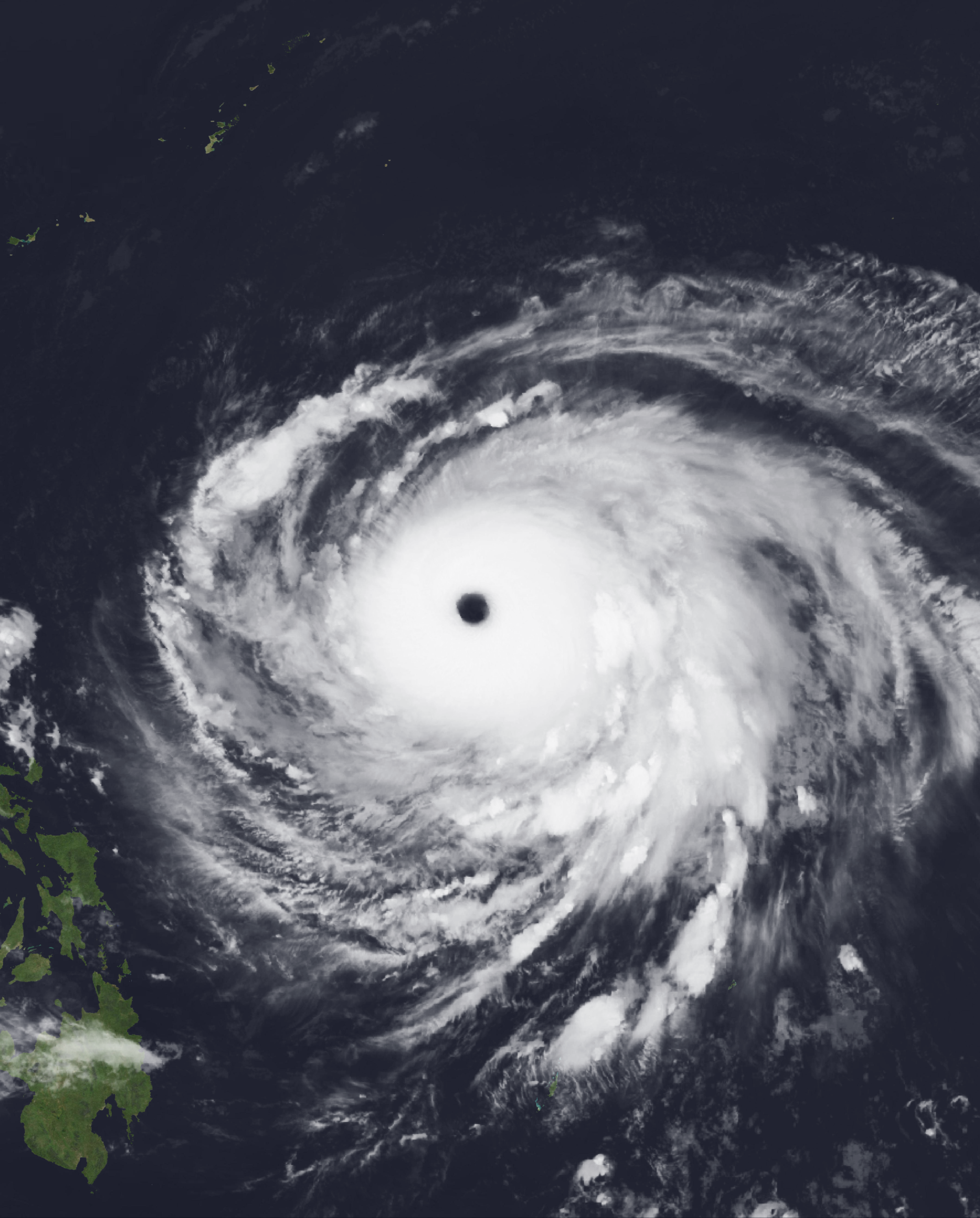 Satellite image of Super Typhoon Champi east of Taiwan