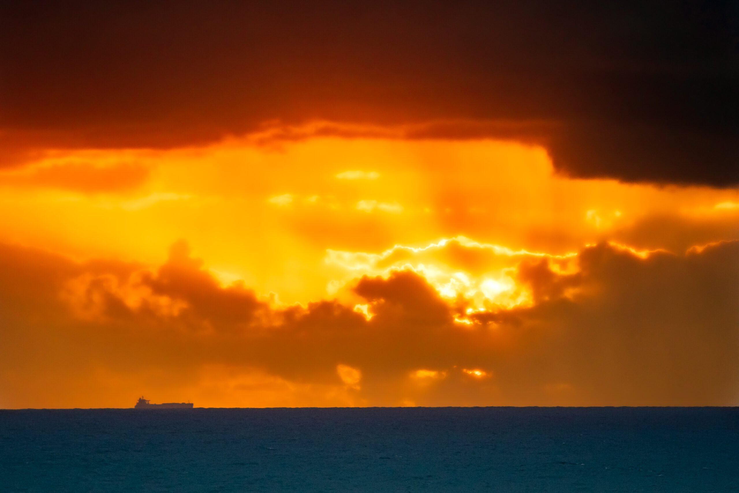 Container ship underway at sea