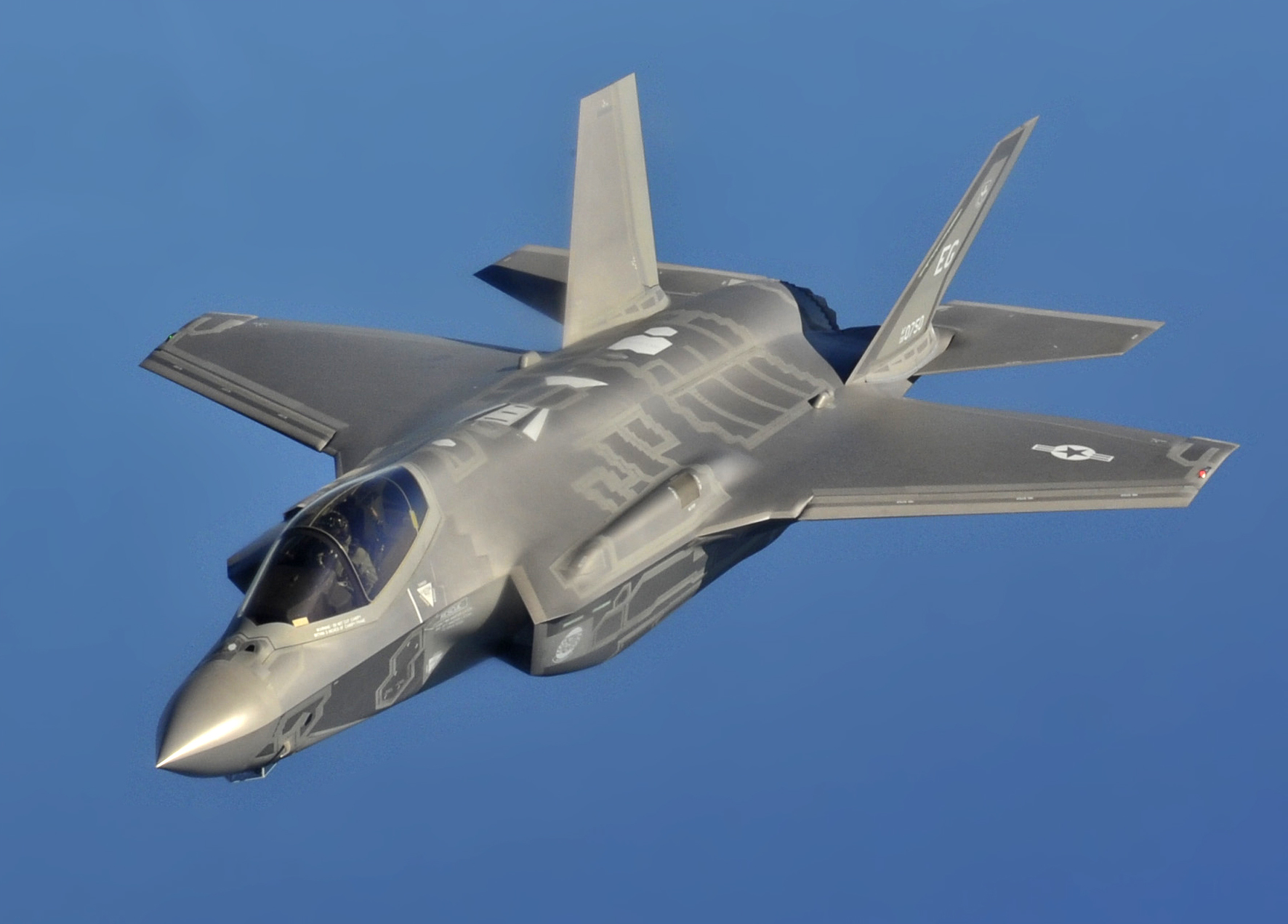 Two F-35A Lightning IIs in flight