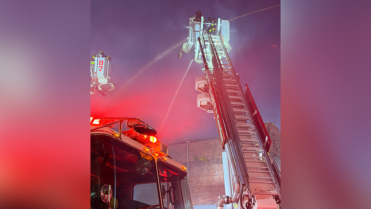 Fire officials putting out the blaze