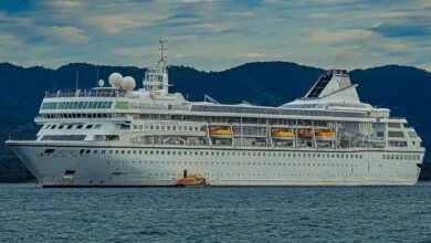 Villa Vie Odyssey cruise ship at anchor