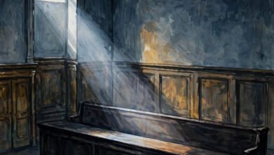 Illustration of an empty courtroom