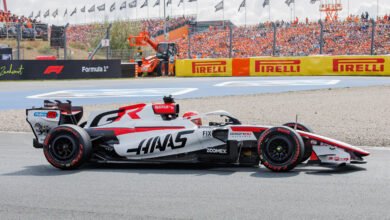 Esteban Ocon driving the Haas VF-26 at Zandvoort