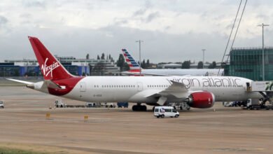 Virgin Atlantic Boeing 787-9 aircraft G-VDIA parked at London Heathrow airport