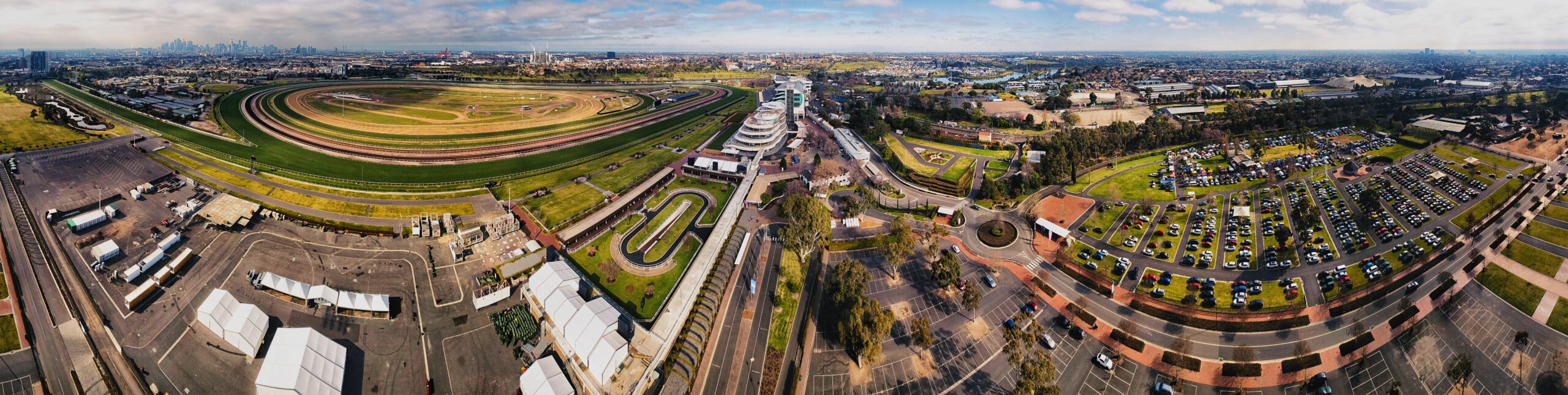 Aerial panorama of Flemington Racecourse