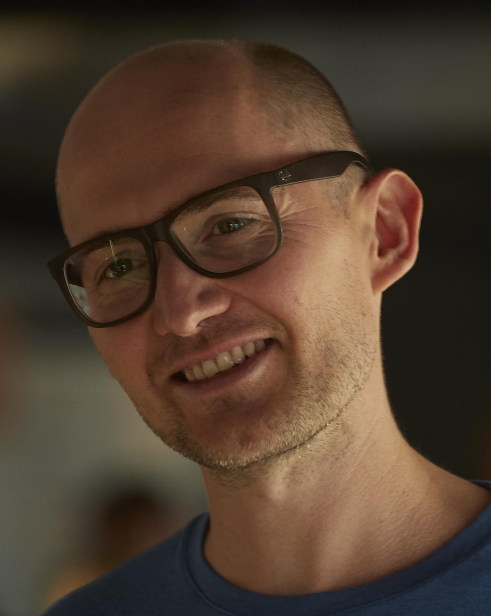 Director James Watkins on a television set in 2017