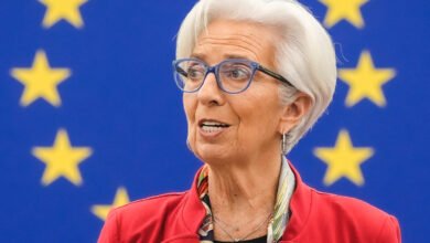 Christine Lagarde speaking at the European Parliament