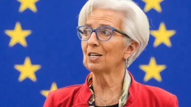 Christine Lagarde speaking at the European Parliament