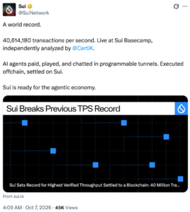 Sui 40.6M TPS Live Test