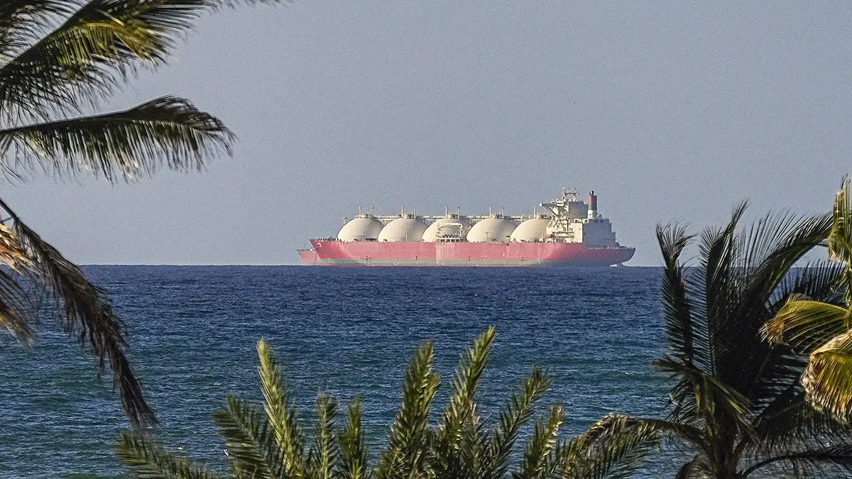 Vessel passing through the Strait of Hormuz in Oman
