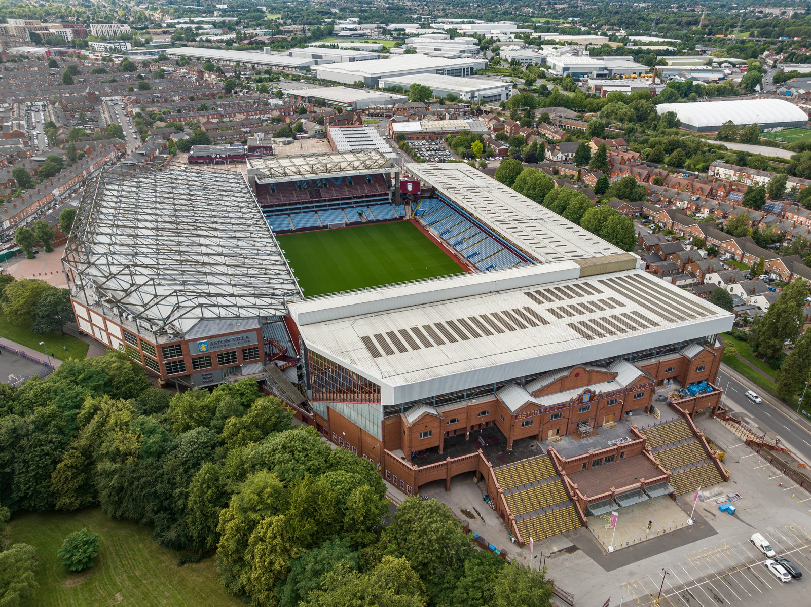 Aerial view of Villa Park, the Aston Villa stadium in Birmingham